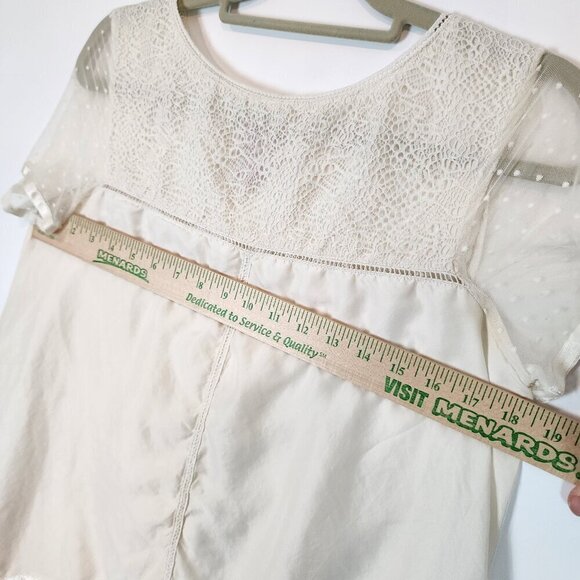 Sundance Silk Tunic Top Lace Delicate Bohemian Tunic Lightweight Polkadot Lace M - Picture 8 of 9